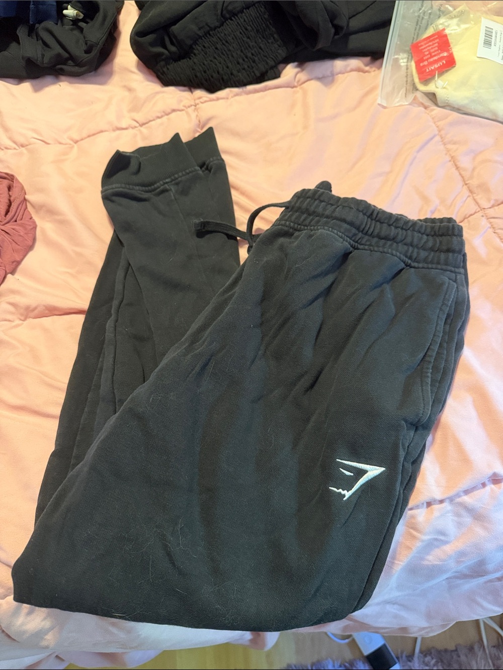 Gymshark Black Joggers with White Logo